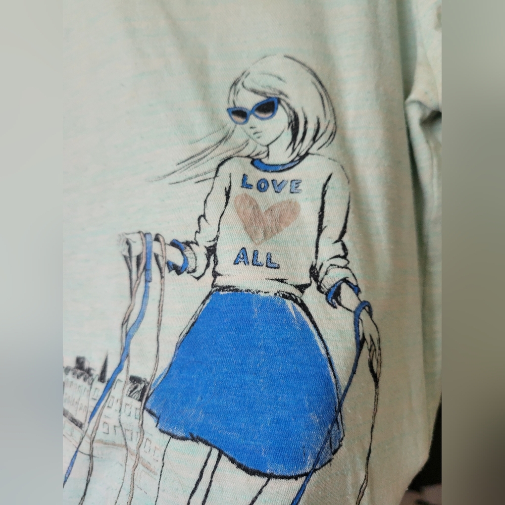 Justice Mint Green Tee with Blue Accent
